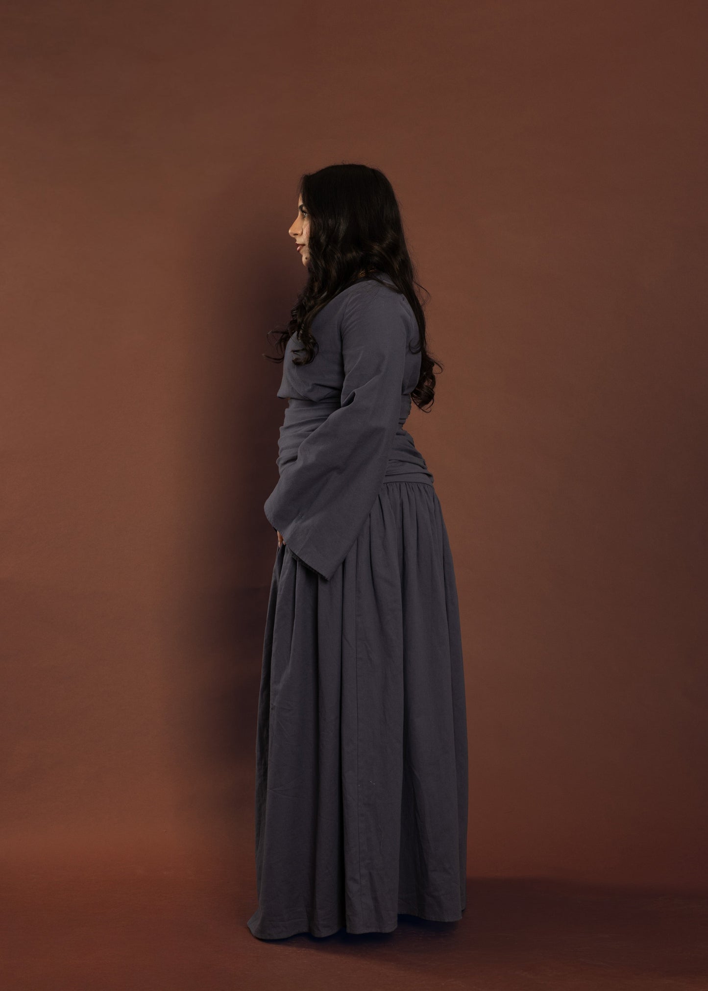 Deep Blue Pleated Top