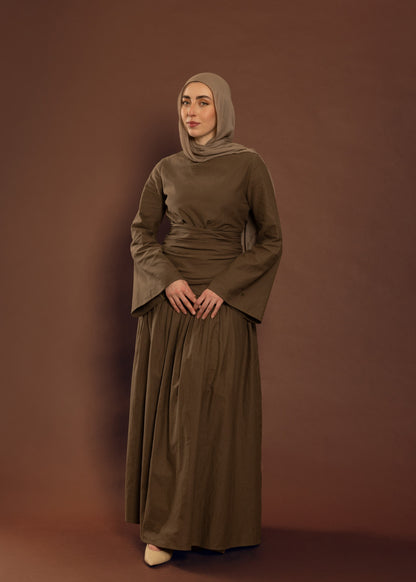 Truffle Brown Pleated Top