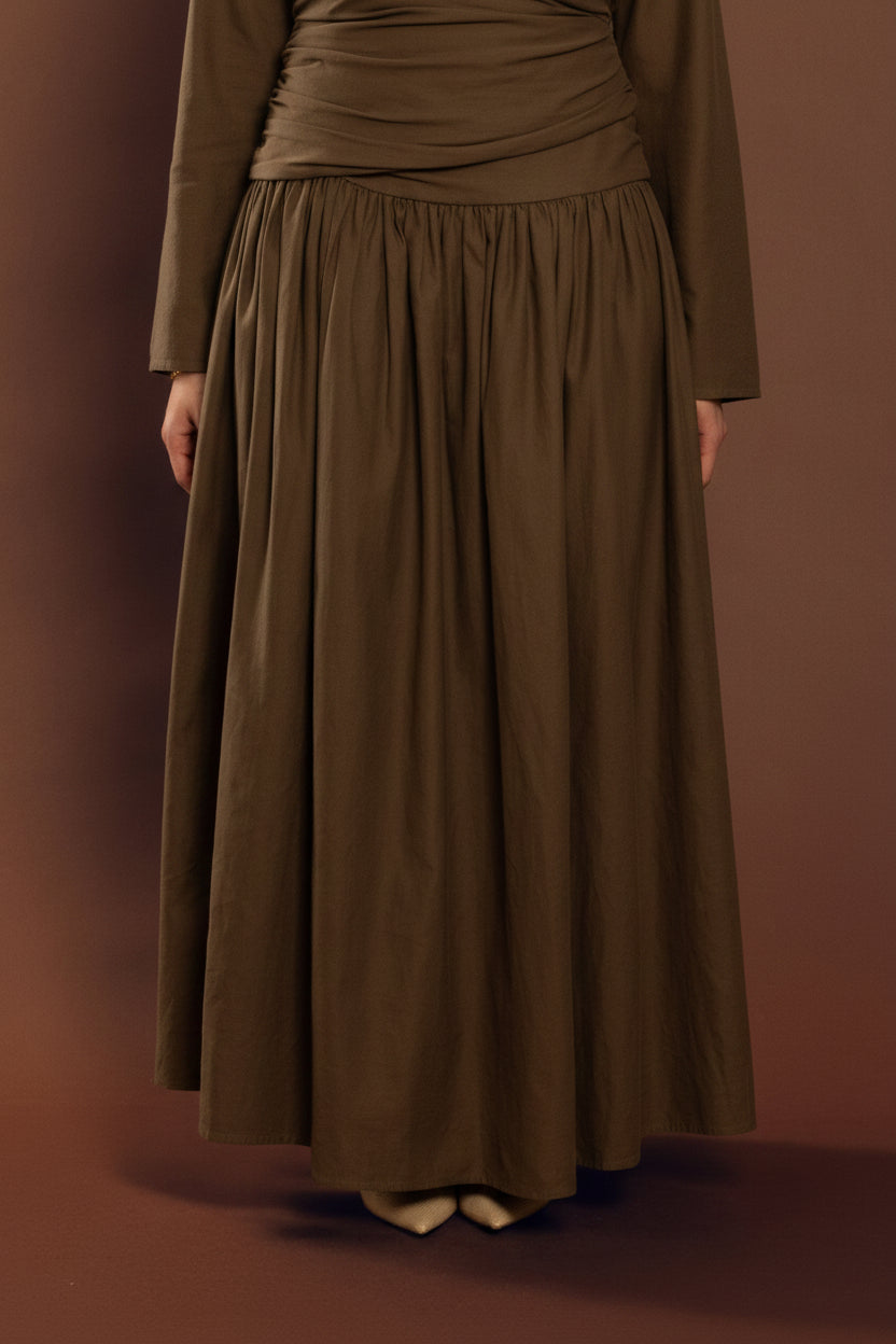 Truffle Brown Pleated Skirt
