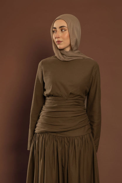 Truffle Brown Pleated Skirt