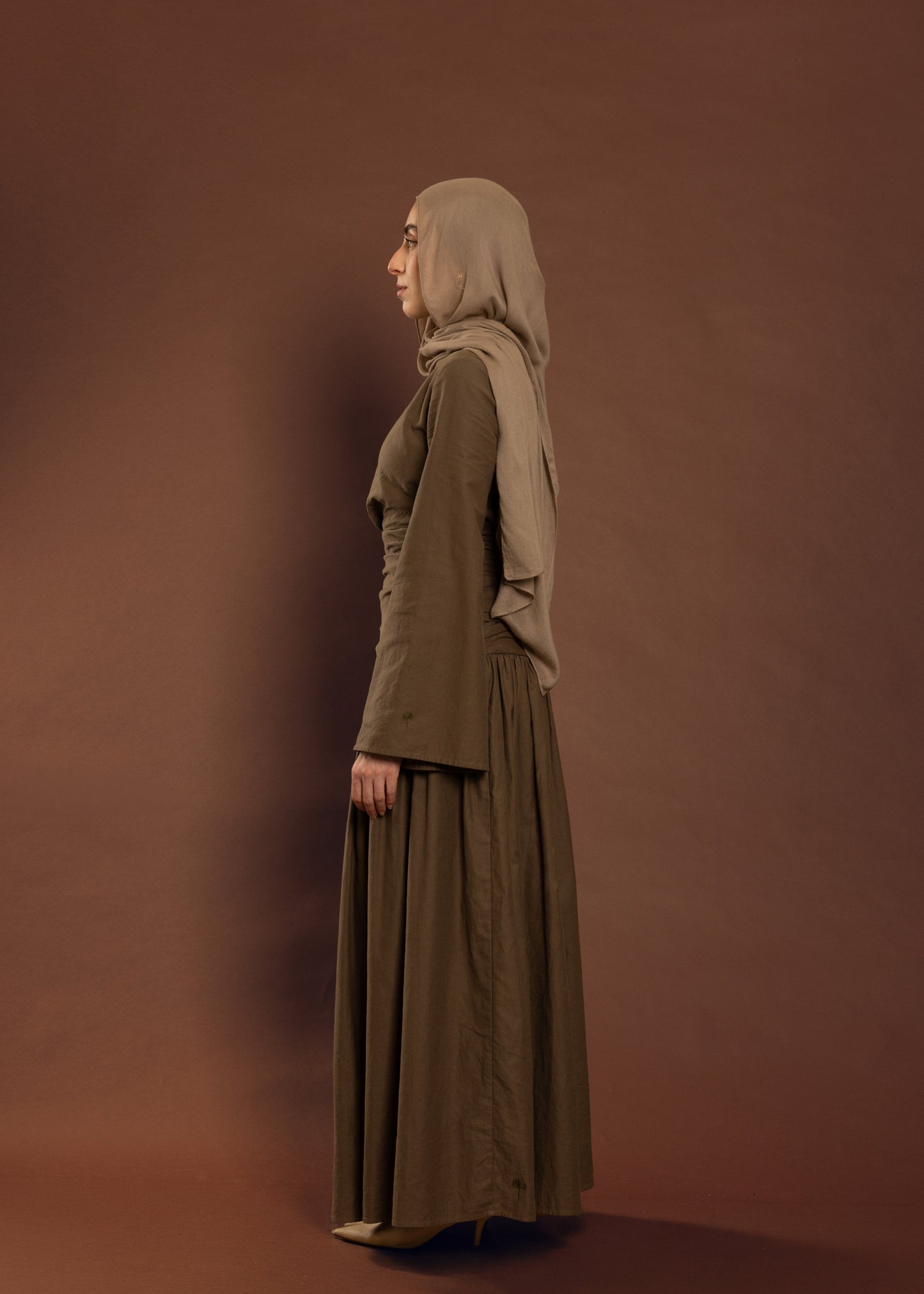 Truffle Brown Pleated Top