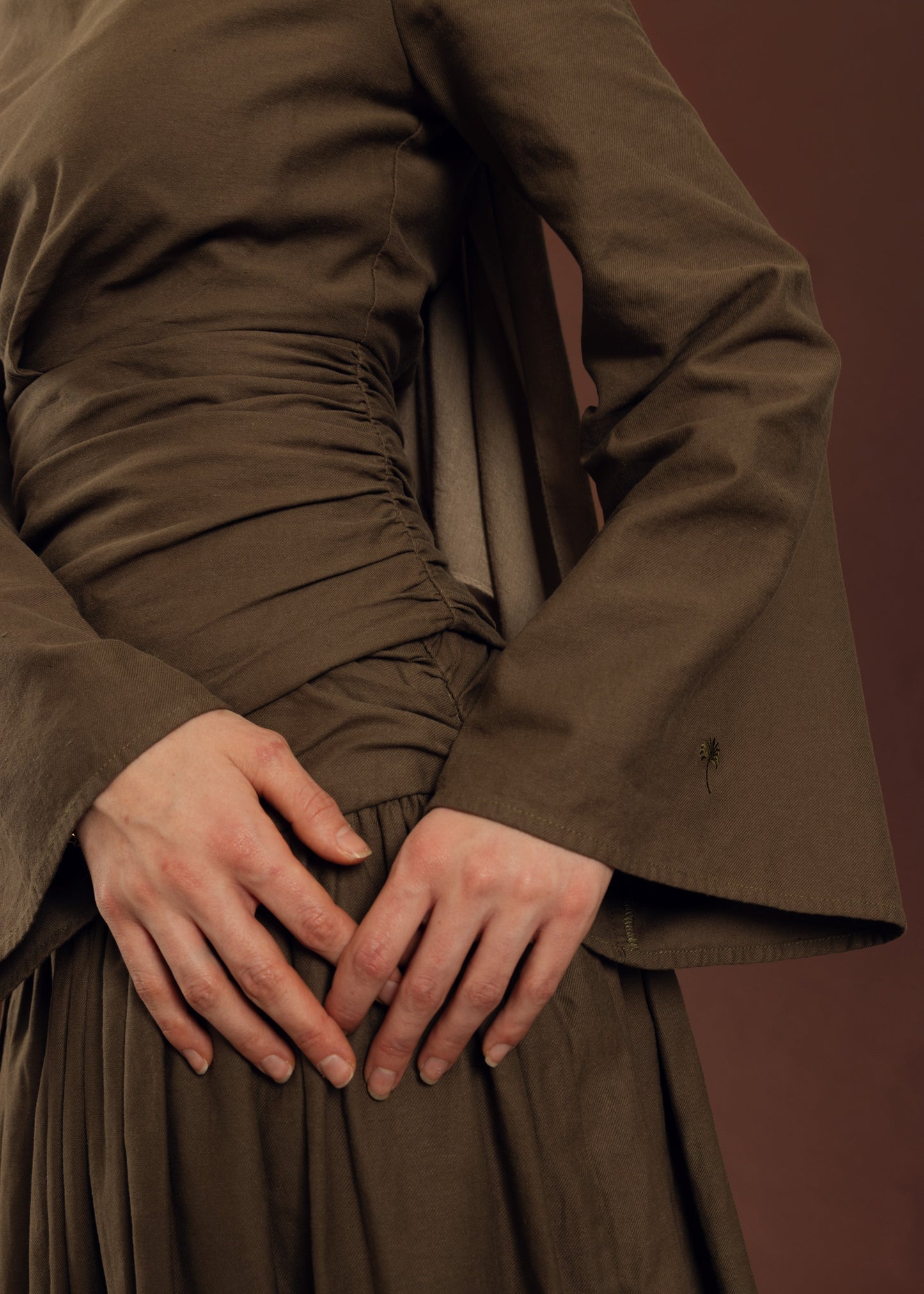 Truffle Brown Pleated Top