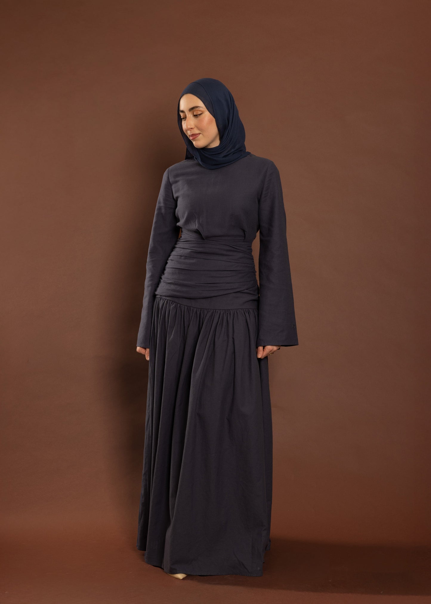 Deep Blue Pleated Top