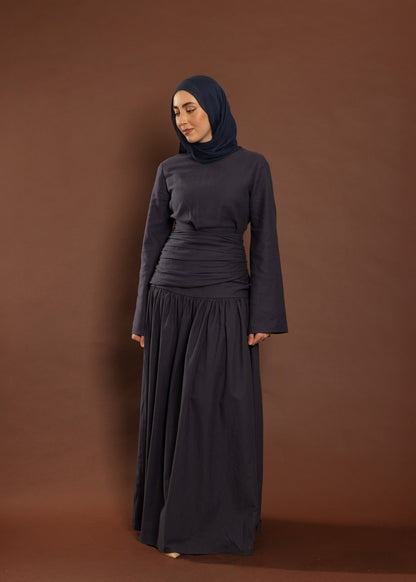 Deep Blue Pleated Top