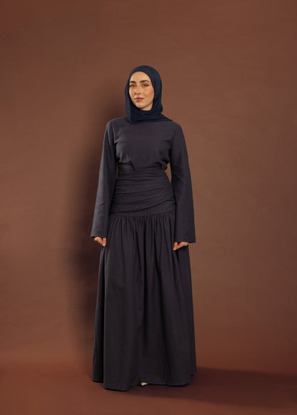 Deep Blue Pleated Top