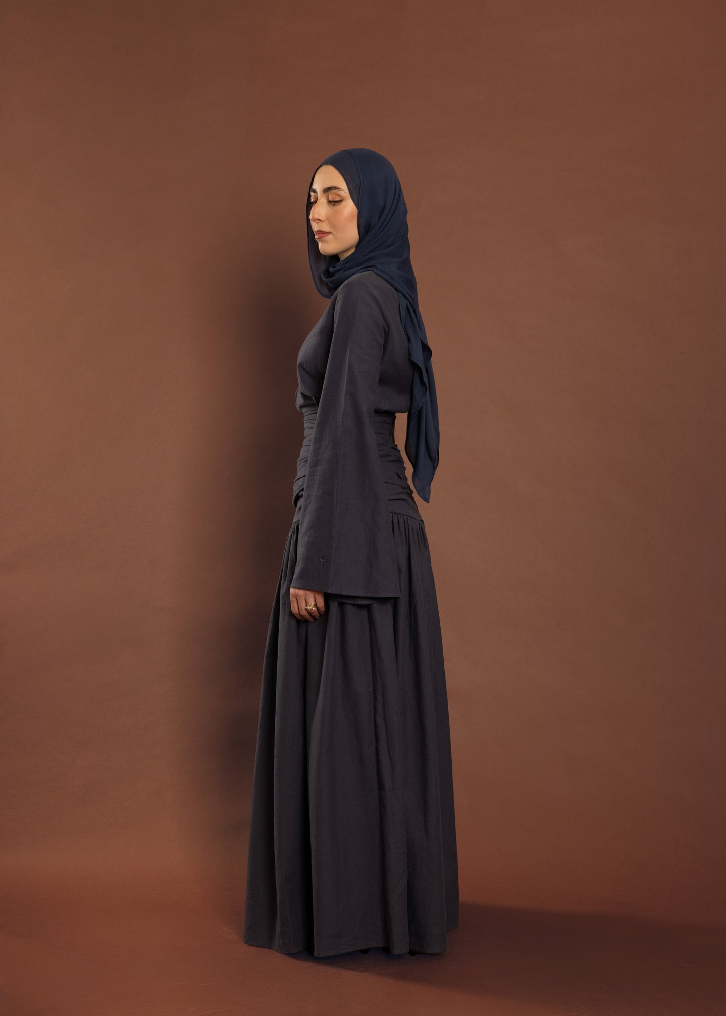 Deep Blue Pleated Top