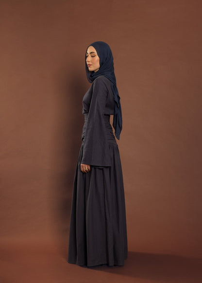 Deep Blue Pleated Top
